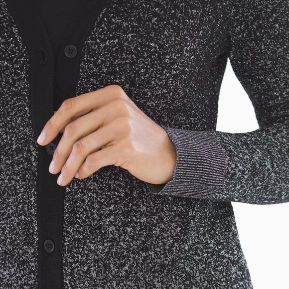 NWOT SOMA Lurex Duster Black & Silver Metallic Long Loungewear Cardigan … - Picture 3 of 16